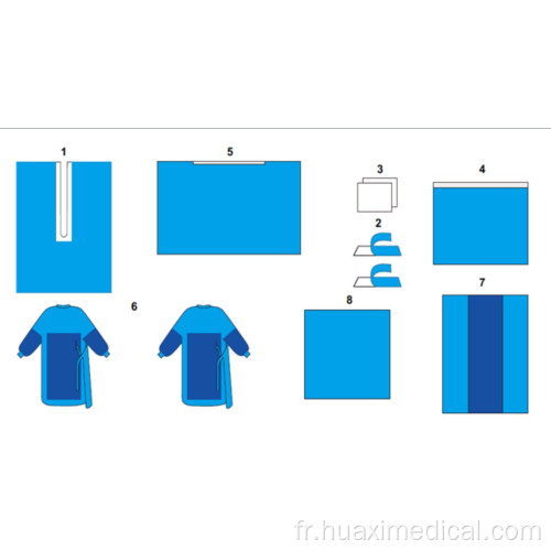 Pack de drap de laparoscopie chirurgicale non tissé stérile jetable